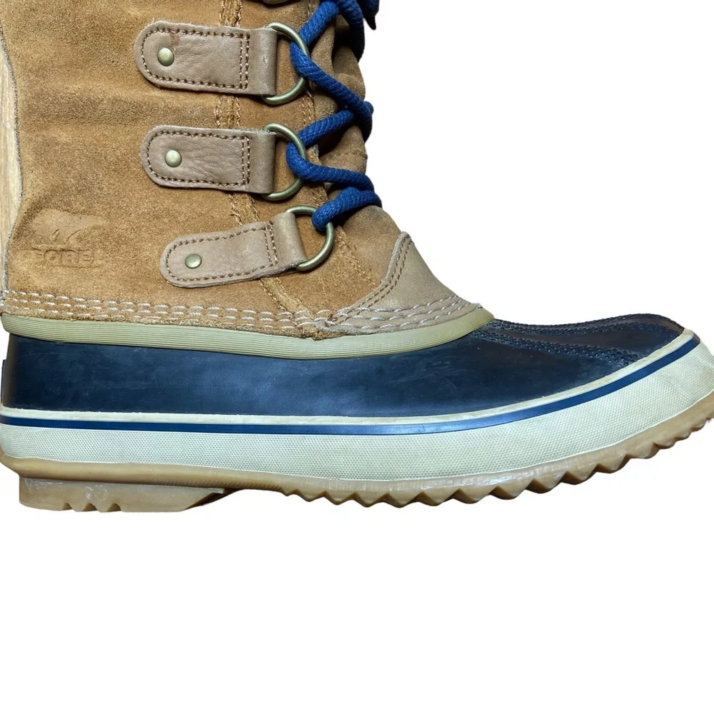 SOREL Joan of Arctic Boots Elk Dark Mountain Leather Winter Tan Womens Size 7